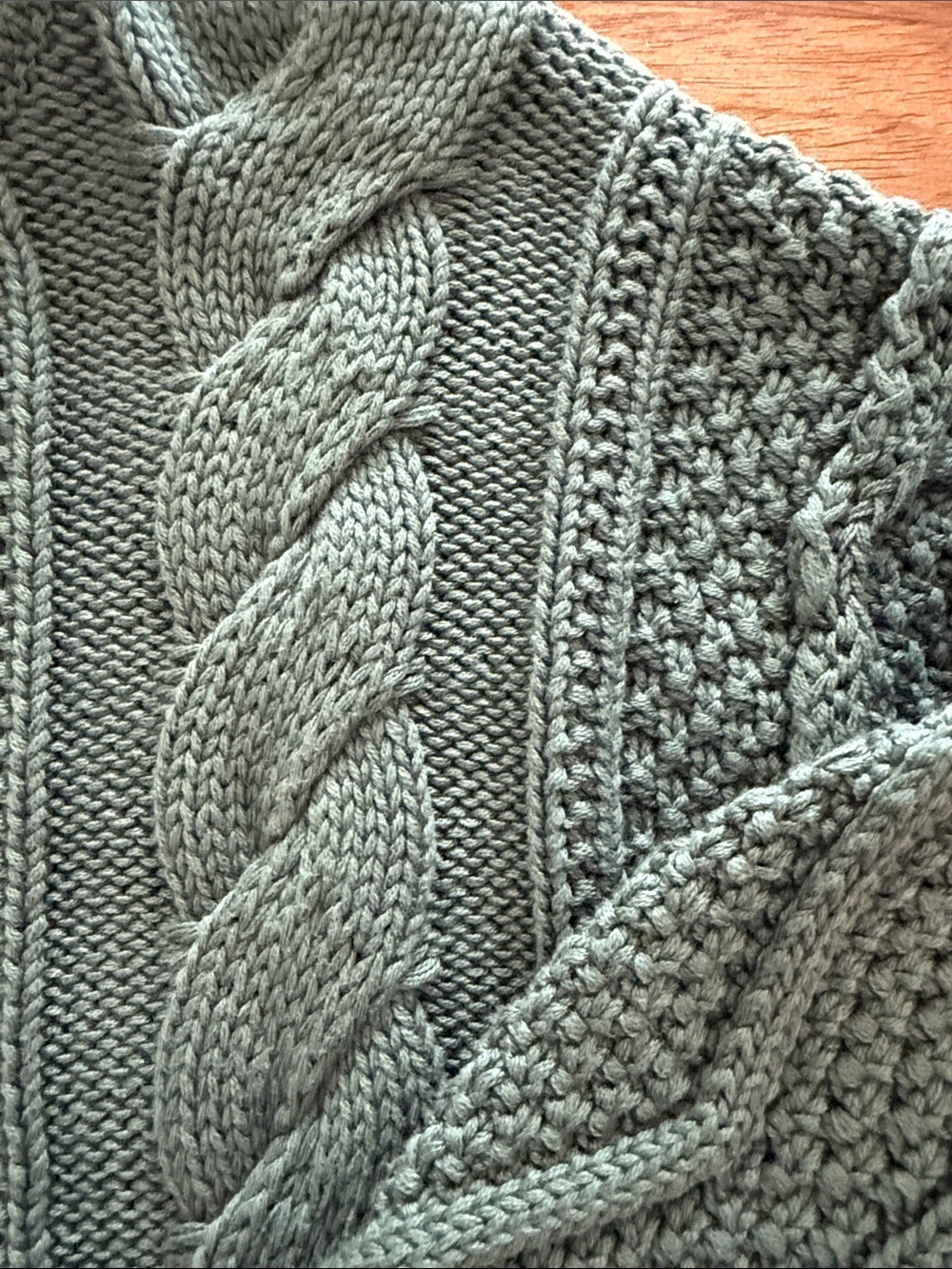 Quince green lCable Knit Crewneck Sweater - Picture 3 of 6
